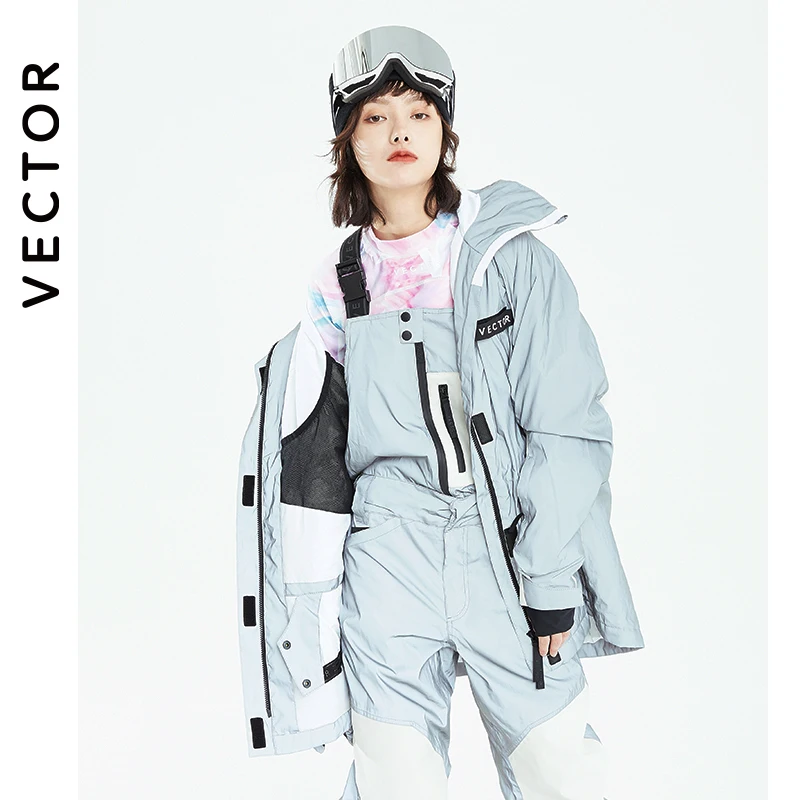 Ski Jacket Men Women Winter Windproof Reflective Hooded