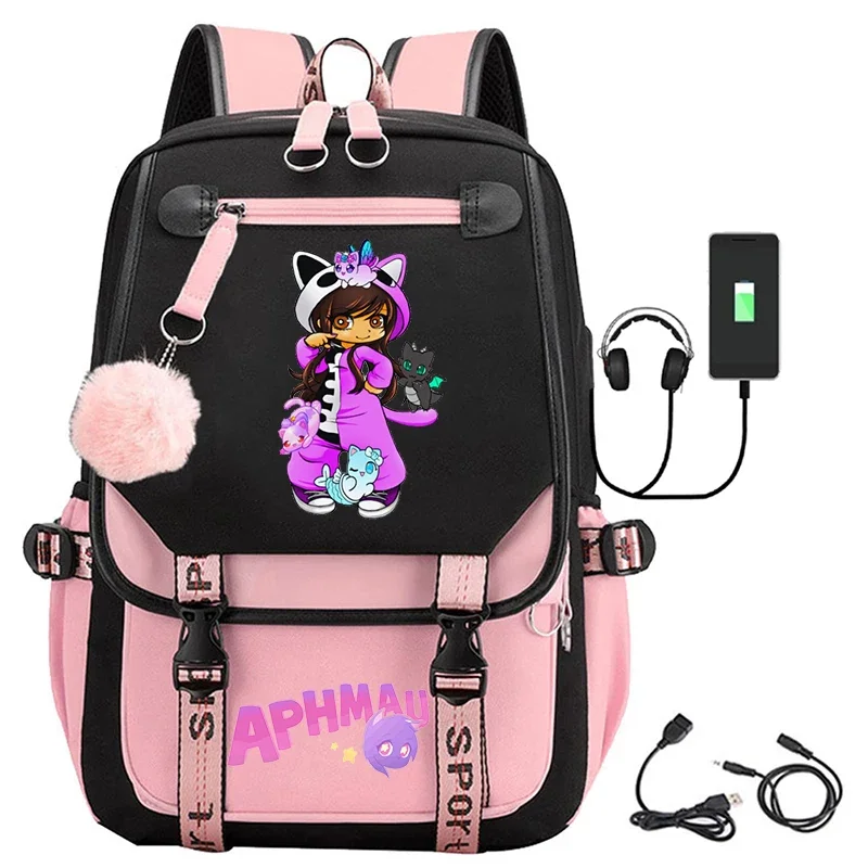 Korean Fashion Aphmau Cartoon Print Schoolbag for Teenager Girl Backpack Students School Bags Women Travel Mochila 2