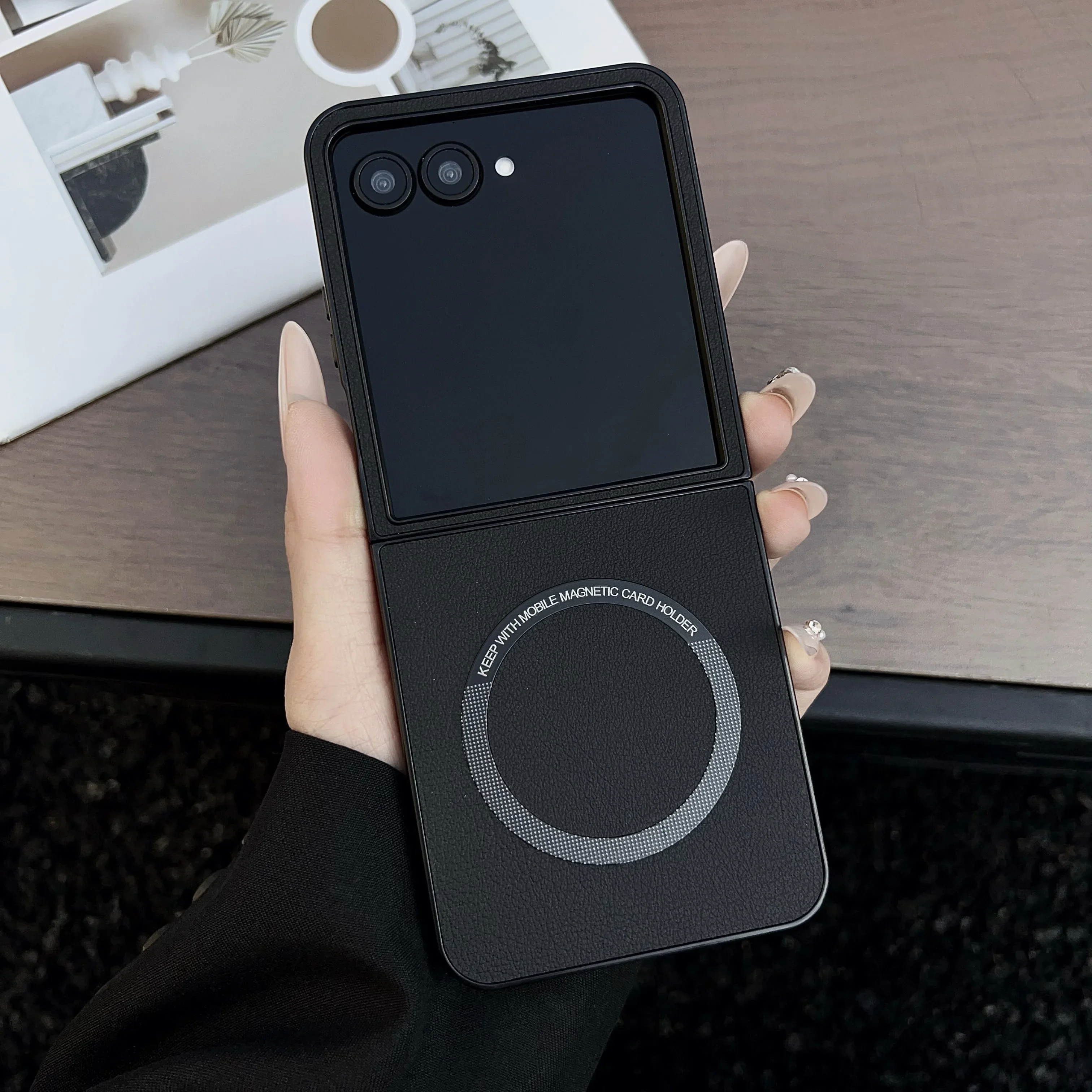 Ultra-Slim Magnetic Leather Wireless Charging Case - Shockproof and Durable Design