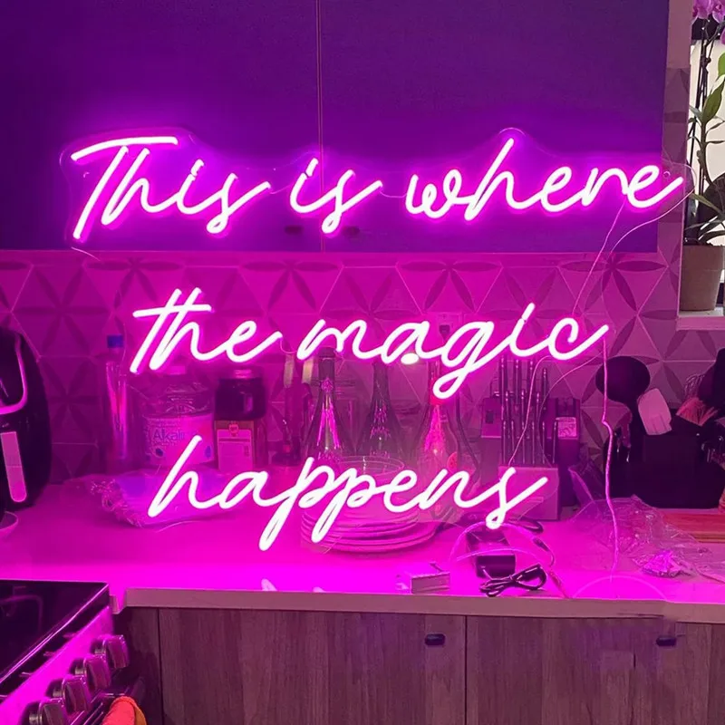 This is where the magic happens,Salon Office Decor,Neon Sign Bedroom,Home Bar Wall Decoration,Party Decor,Shop Signage