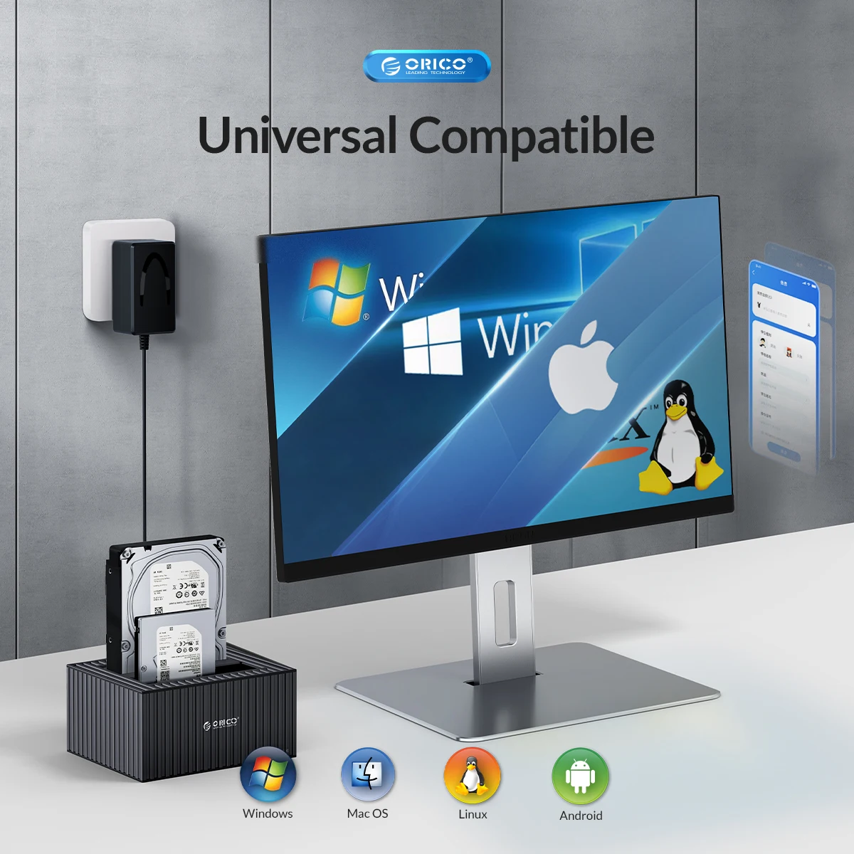 orico polegada disco rígido docking station para com adaptador de alimentação uasp max
