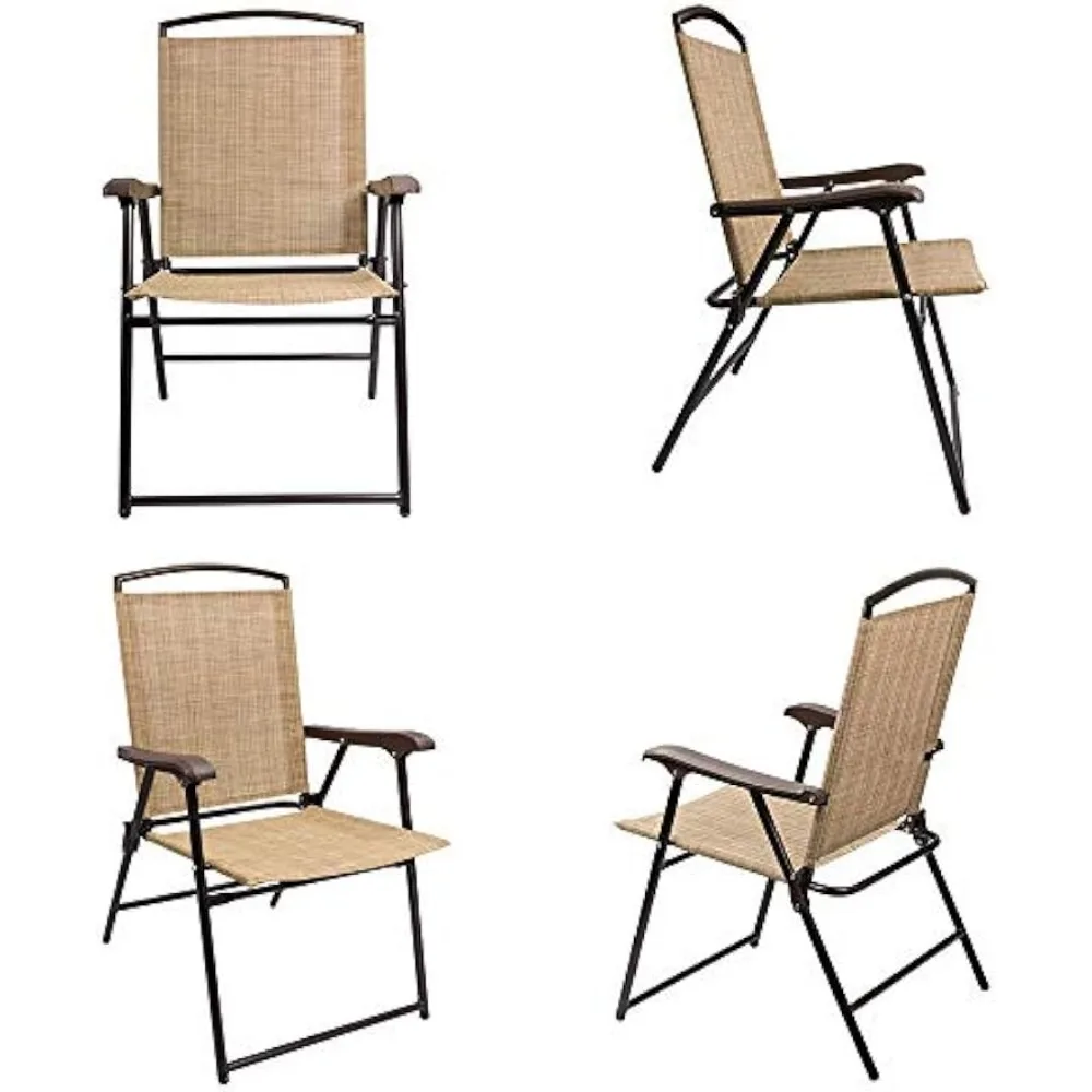 Patio Folding Chair Deck Sling Chair Camping Garden Pool Beach Using Chairs Space Saving Set of 2