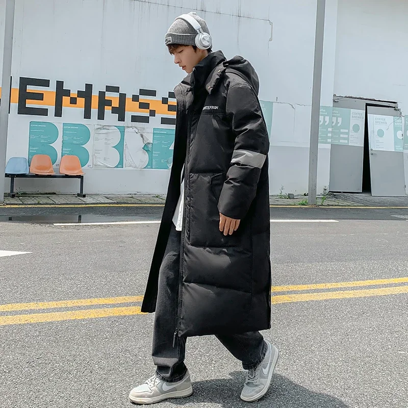 Winter X Long Cold Resistant Down Coat Men Winter Outdoor White Duck Down Jacket Coats Warm Streetwear Hooded Long Jackets