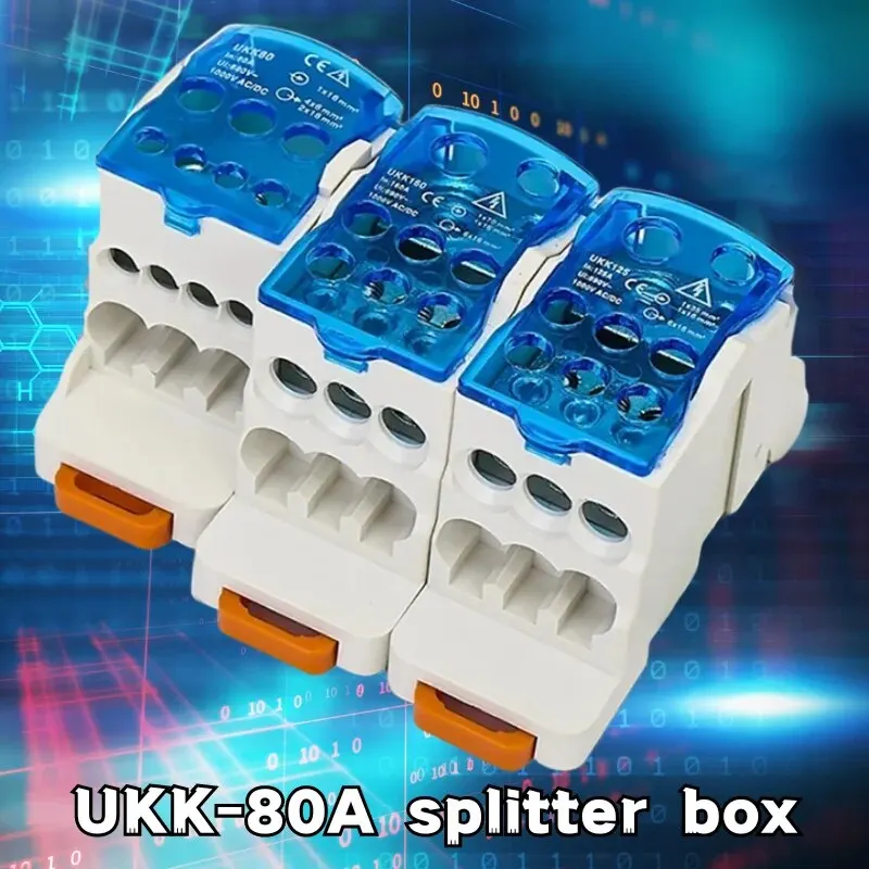 UKK-80A Single Stage Splitter Box Wire Connector High-Current Household Into A Multi-Outlet Terminal Block Rail Splitter Box