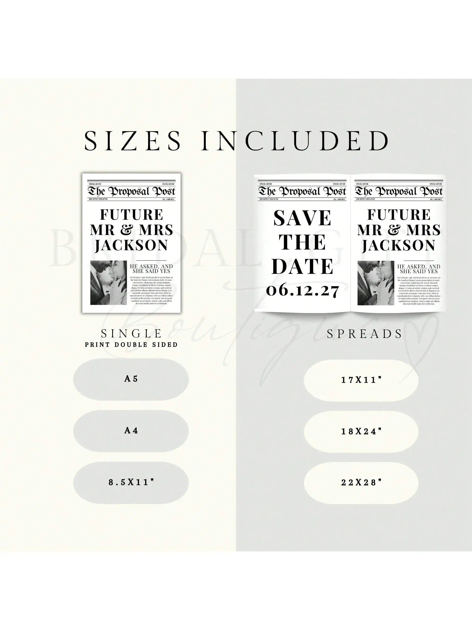 Everything You Need to Know About Using an Engagement Newspaper Template  for Your Save-the-Date Announcements, image size:2000x2666