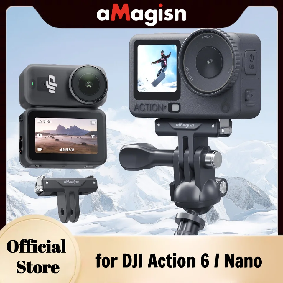 aMagisn Dual-Direction Quick-Release Mount Plastic Adapter With Stainless Steel Claws For DJI Osmo Nano / Action 6_voghion.com