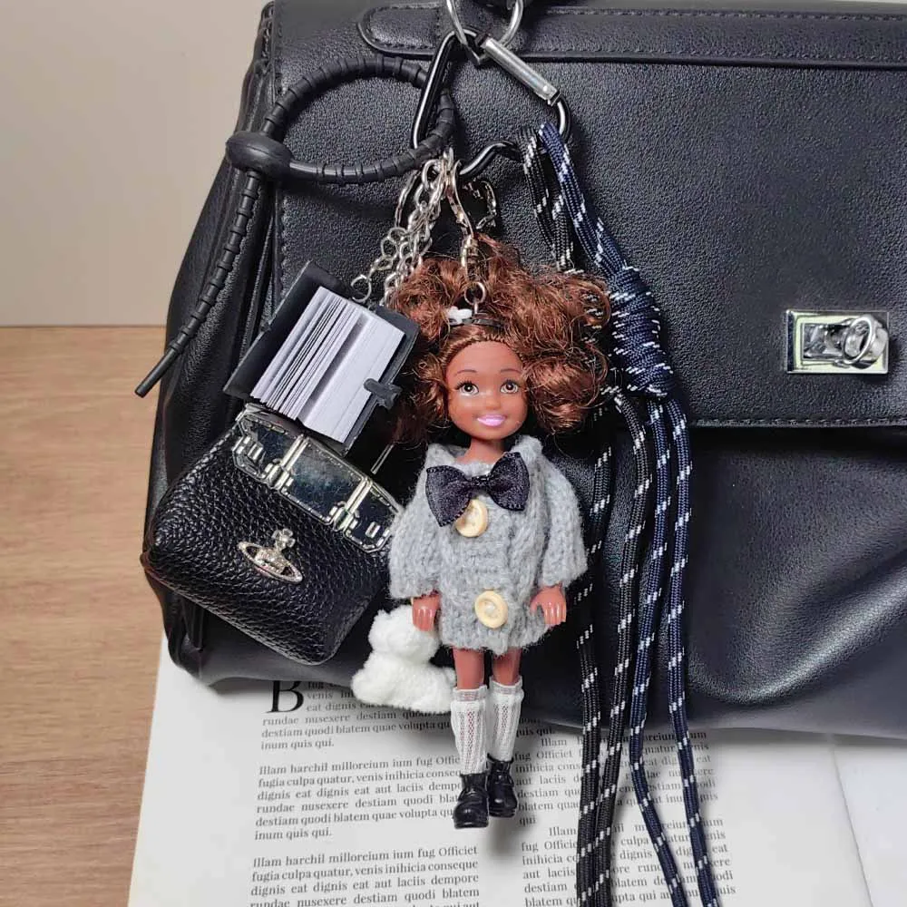 Cute and Sweet Gray College Gray Clothes, Black Leather Doll