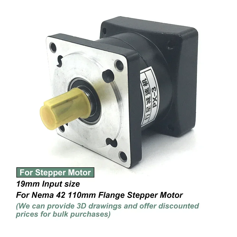 저렴한 경제 유성 감속기 Nema42 110mm 비율 3216:1 70Nm 3000RPM 19mm 입력 22mm 출력 속도 스텝다운 기어박스