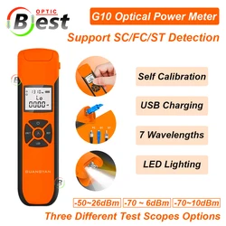 G10 OPM Portable Fiber Optic Power Meter Rechargeable Optical Tester Tool Network Cable Test OPM LED Lighting USB Charging