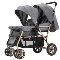 Poussette jumelles pour bébé, poussette à bras pliante, légère, avant et arrière, deux personnes peuvent s'asseoir et s'allonger, nouveau 1