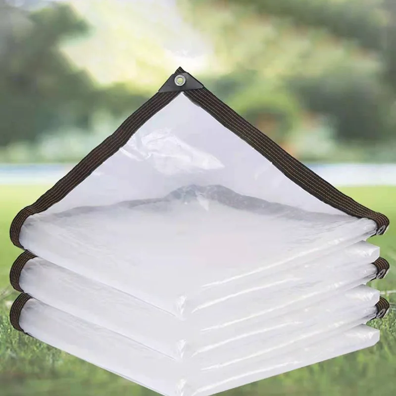 Lona transparente impermeable con ojales, hoja de lona negra transparente,  tela de sombra para exteriores y lona impermeable de PVC