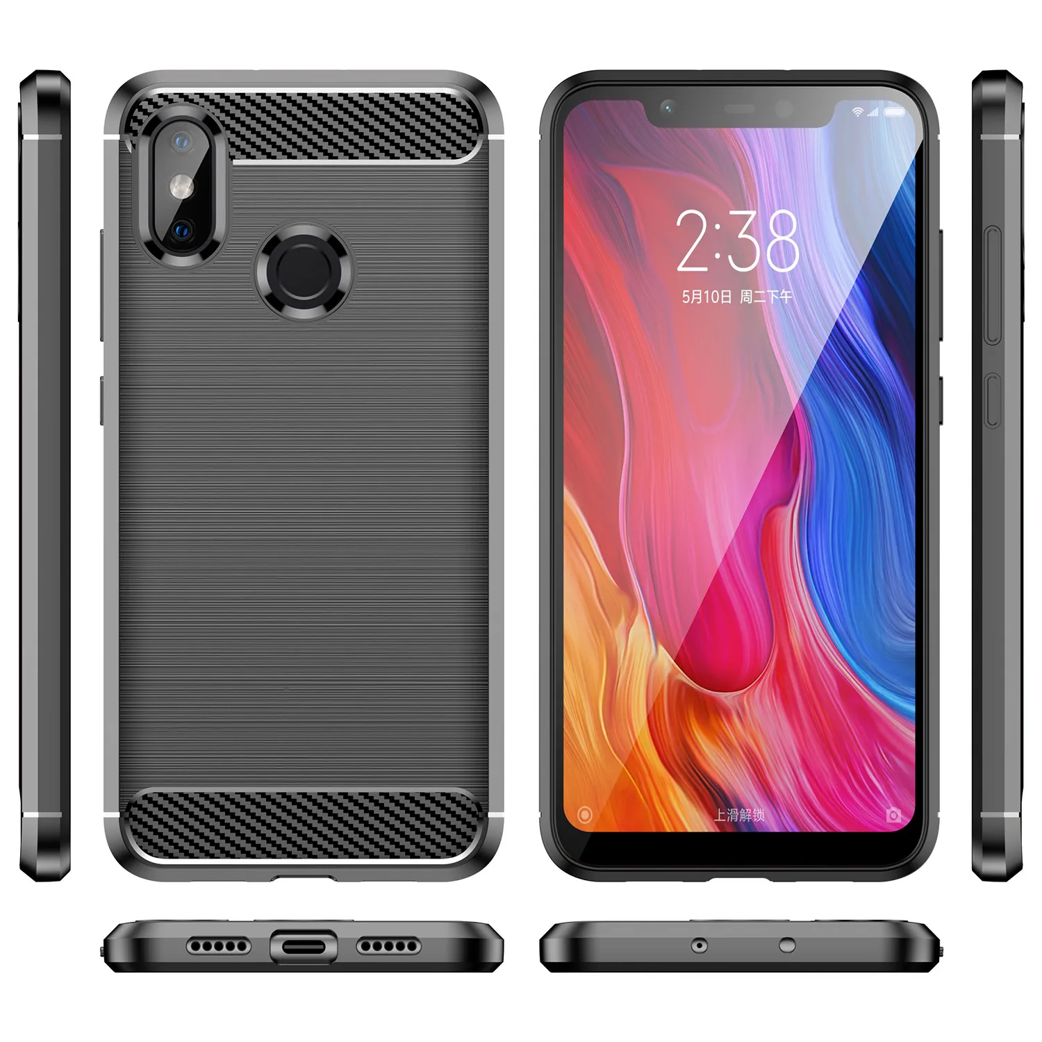 Shockproof Carbon Fiber Silicone Phone Case