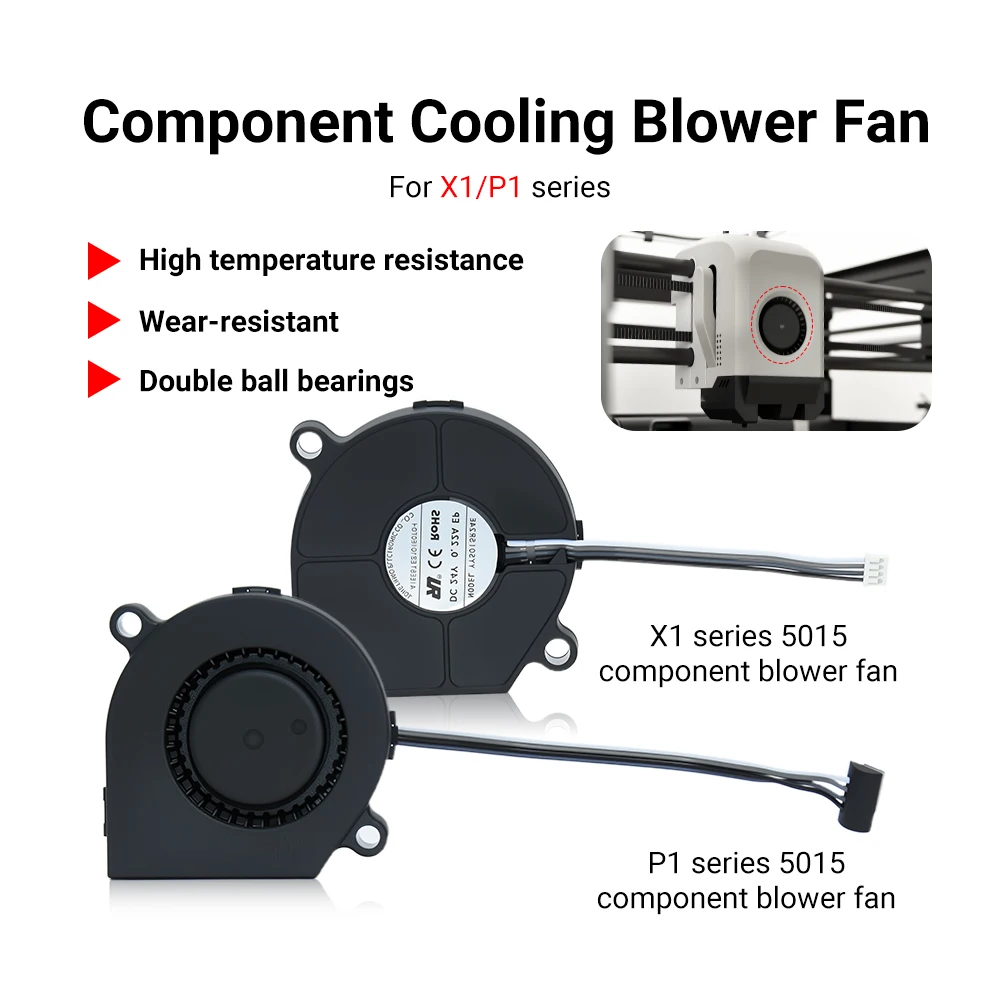 5015 Blower Fan for Bamboo Lab X1 X1C P1P P1S Front Housing Assembly Radial Fan Cooling Blower Fan Duct Print Head Front Cover