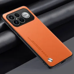 Ultra Thin Vegan Leather Shockproof Silicone Phone Case - Minimalist Design for Redmi K90 (Orange)
