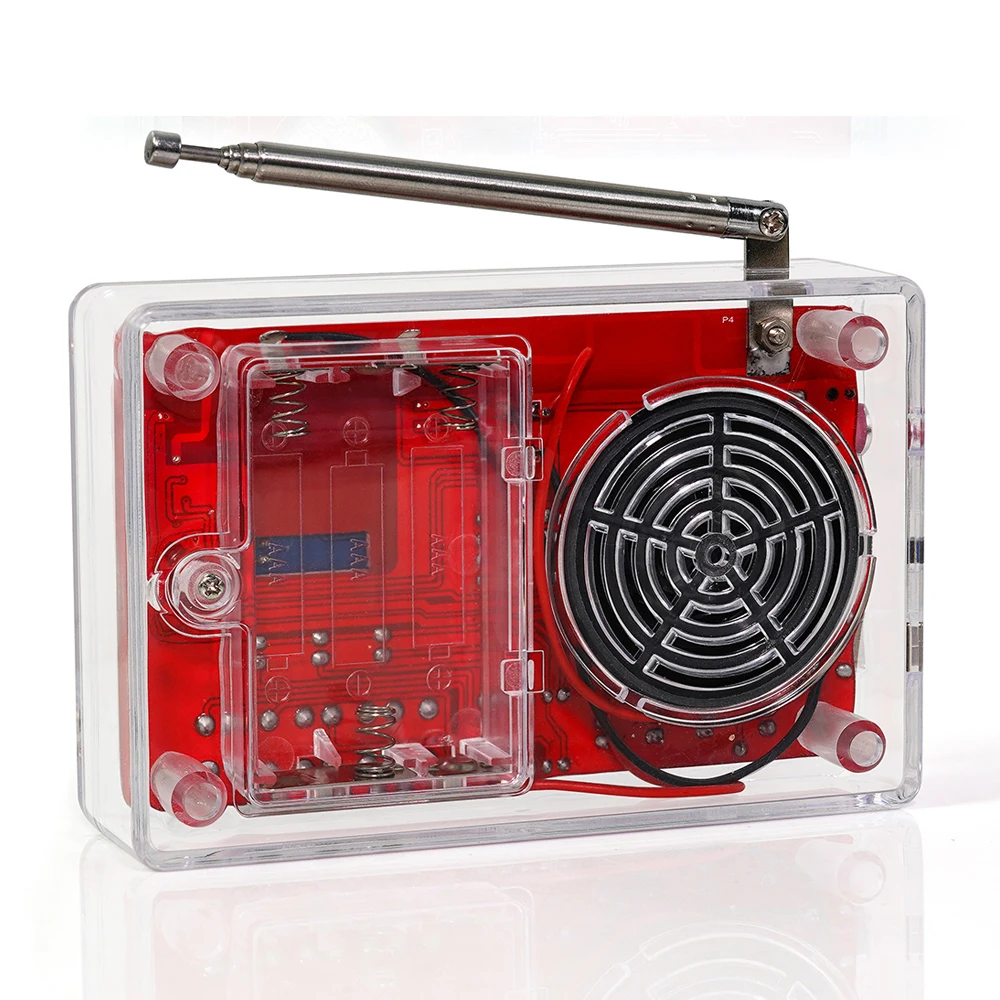 Diy fm einfaches radio kit elektronisch 87-108mhz einstellbar rda5807 led licht löten praxis kit 3w lautsprecher usb dual power 5v