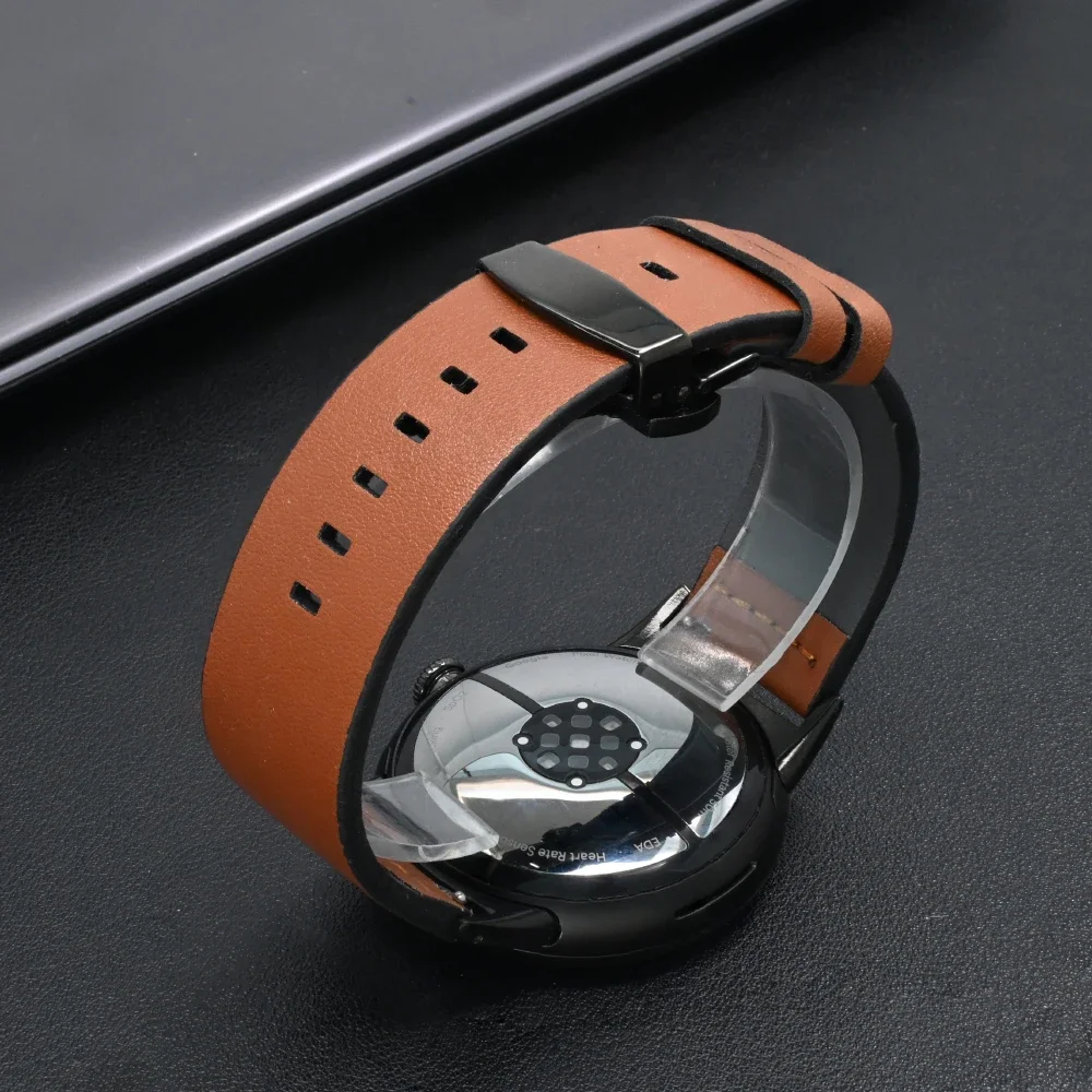 Elegant Leather Strap with Butterfly Buckle - Premium Watch Bracelet Replacement Accessory