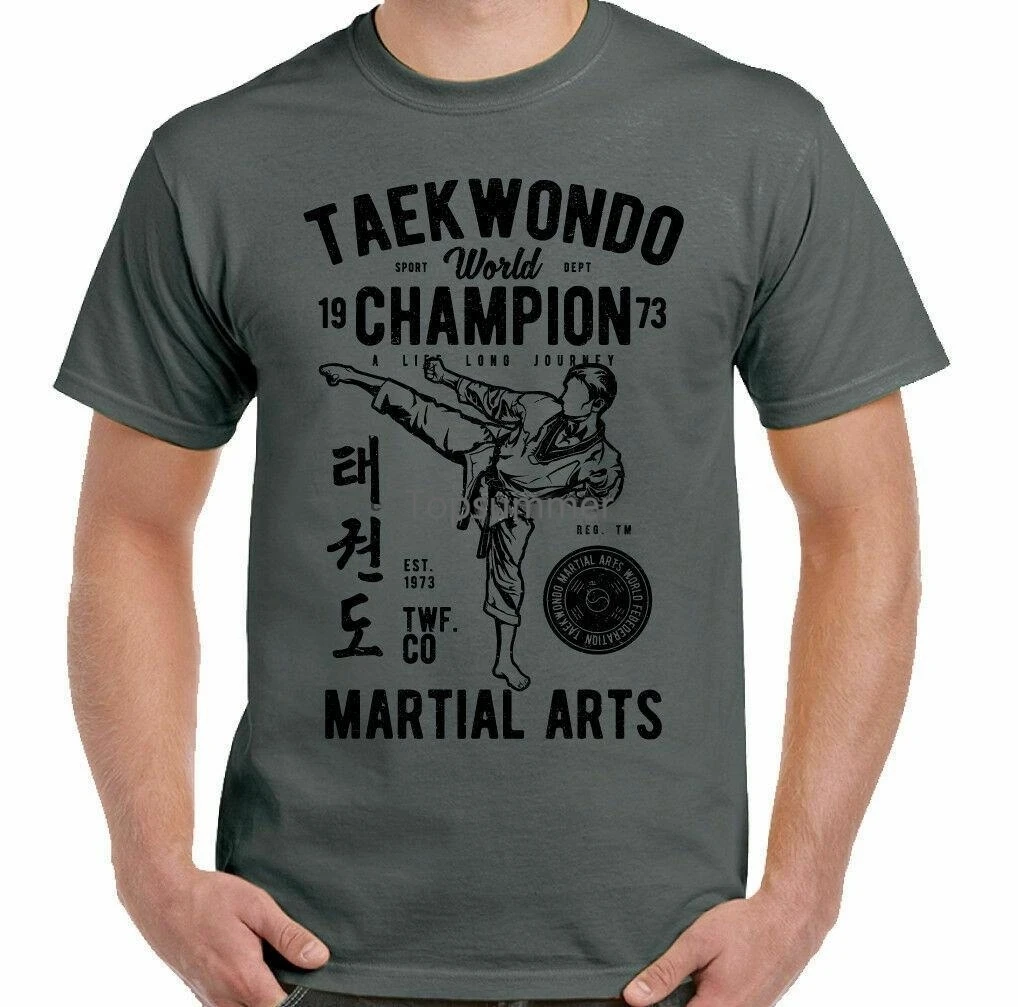 

Taekwondo T-Shirt World Champion Mens Martial Arts Training Top Competition(1)