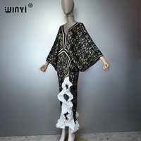 Robe plissée ajustée WINYI pour femme avec fente haute, style kaftan musulman, abaya de luxe de Dubaï, longue robe de soirée, idéale pour la plage 3