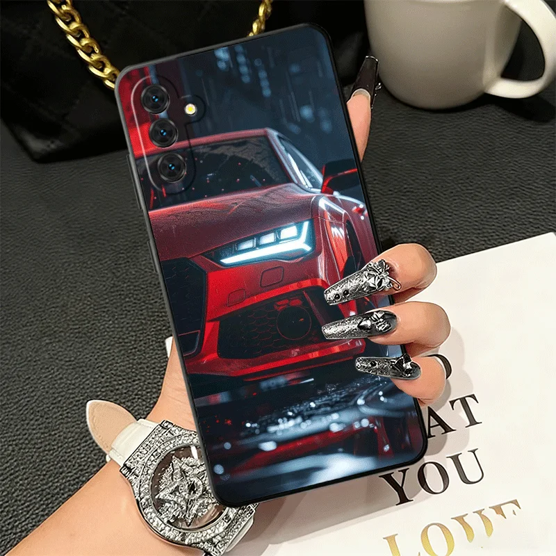 Sporty Soft Silicone Phone Case with Car-Inspired Design