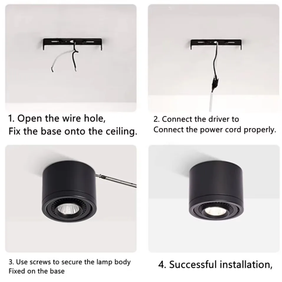 LED 통 COB 디밍 가능 7W 12W 15W 20W 30W 표면 장착형 LED 천장 조명 스포트라이트 360도 회전 실내 조명