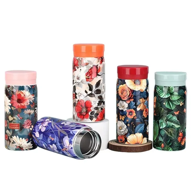 Portable 304 Stainless Steel Insulated Cup Double Wall 200ml Water Bottle Printed Leak Proof Vacuum Handy Cup Outdoor Travel 3