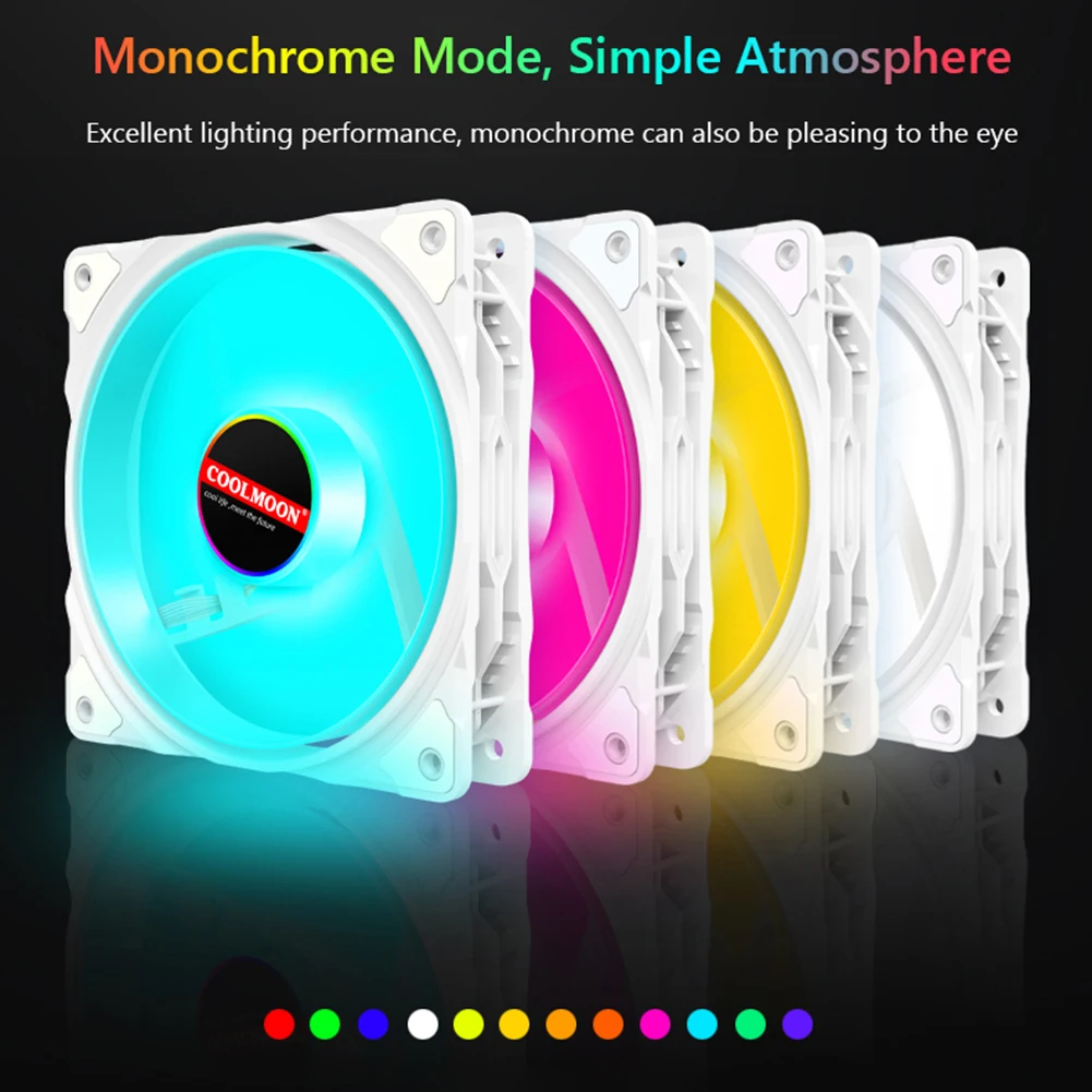 COOLMOON 냉각 선풍기, 120mm, 5V 3 핀 ARGB 케이스, 선풍기 아우라 싱크 섀시 쿨러, 4 핀 PWM 유압 베어링, 사일런트 컴퓨터 액세서리