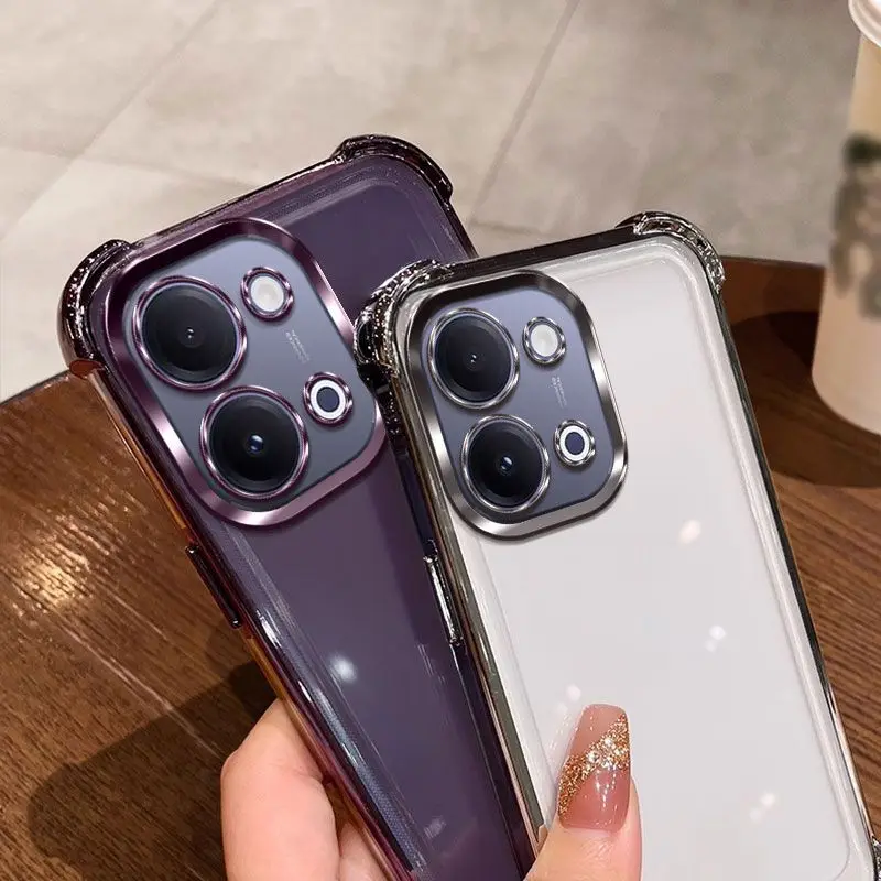 Luxury Plating Glossy Edge Phone Case with Four-Corner Shockproof Protection