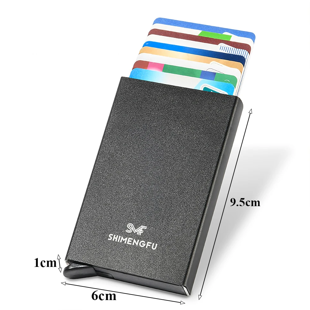 ID 신용 카드 소지자 지갑 10 카드 Porte Carte 얇은 알루미늄 금속 도난 방지 포켓 케이스 여성 지갑 남성 상자 Rfid 차단