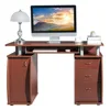 Computer Desks,115* 55*74cm 15mm MDF Portable 1pc Door with 3pcs Drawers Computer Desk (A Box) Coffee Color 2