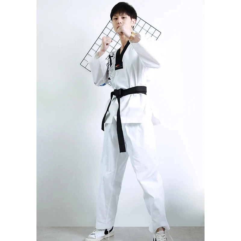 Adult Men Women Master Taekwondo Uniforms Dobok Tae Kwon Do Trainer Suit Free White Belt