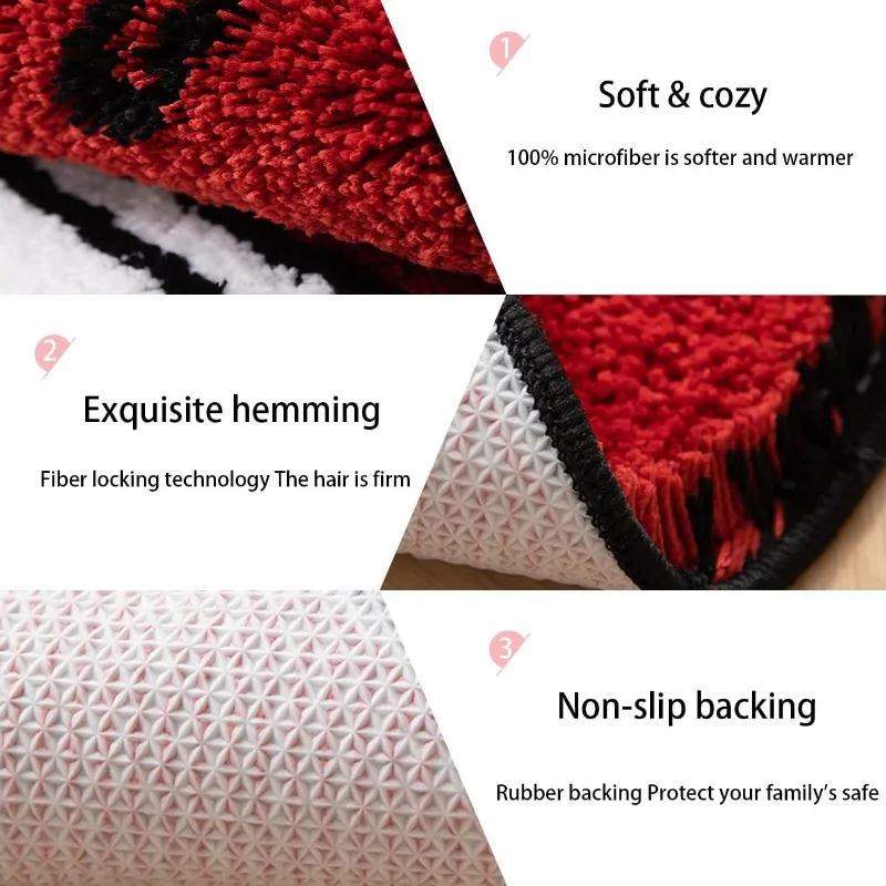 Christmas Hat Bath Rug Cute Red Hat Pattern Soft Bath Mat Water Absorbent Bathroom Floor Rugs Non Slip for Bedroom Entryway