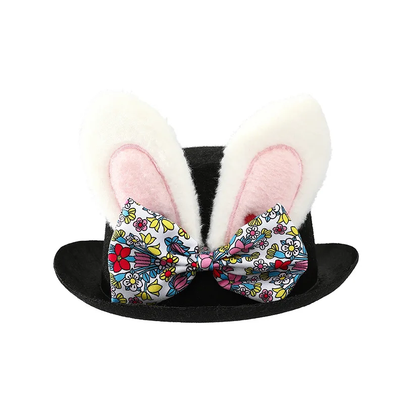 Funny World Easter Bunny Top Hat for Adult Party Cospaly Costume Rabbit Ear Black Topper