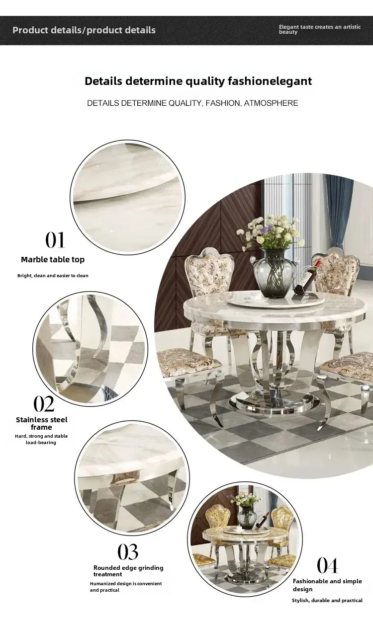 Luxury Stainless Steel Dining Table Italian Restaurant Turntable Table Organizer White Muebles Kitchen Furniture