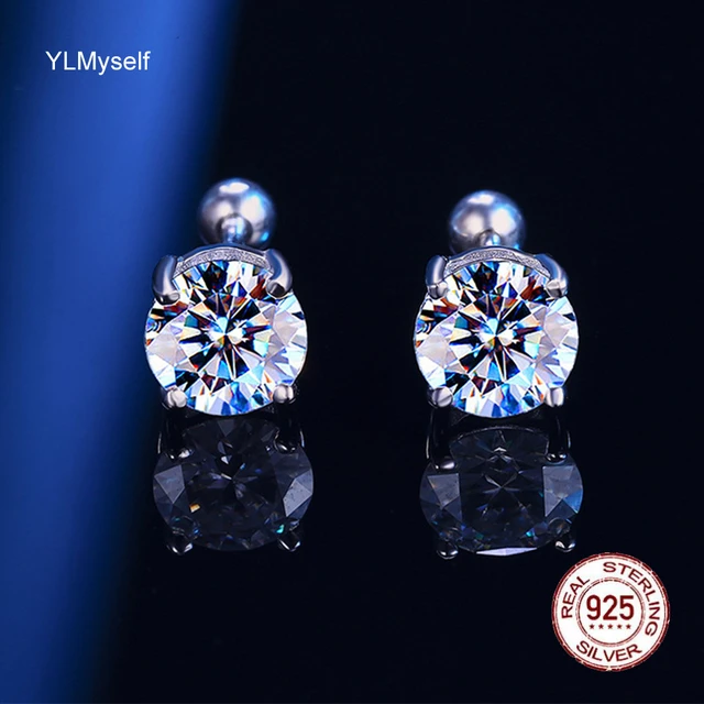 ER101056-10K White Gold Lab Grown Round Blue Diamond Studs-SVS Fine Jewelry