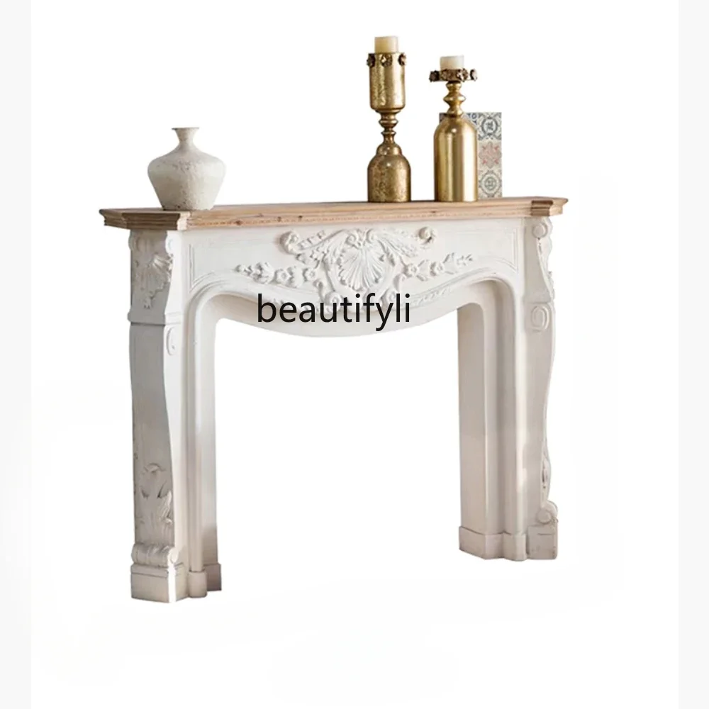 

Retro French Fireplace Decoration Console Solid Wood Distressed Coffee Shop Garden Aisle Fake Fireplace