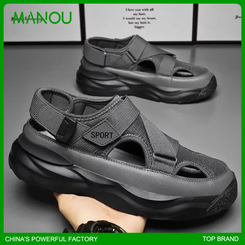 

Fashionable men's sandals, men's breathable casual shoes, outdoor anti slip beach sandals, 2024 new men's plateau sandals