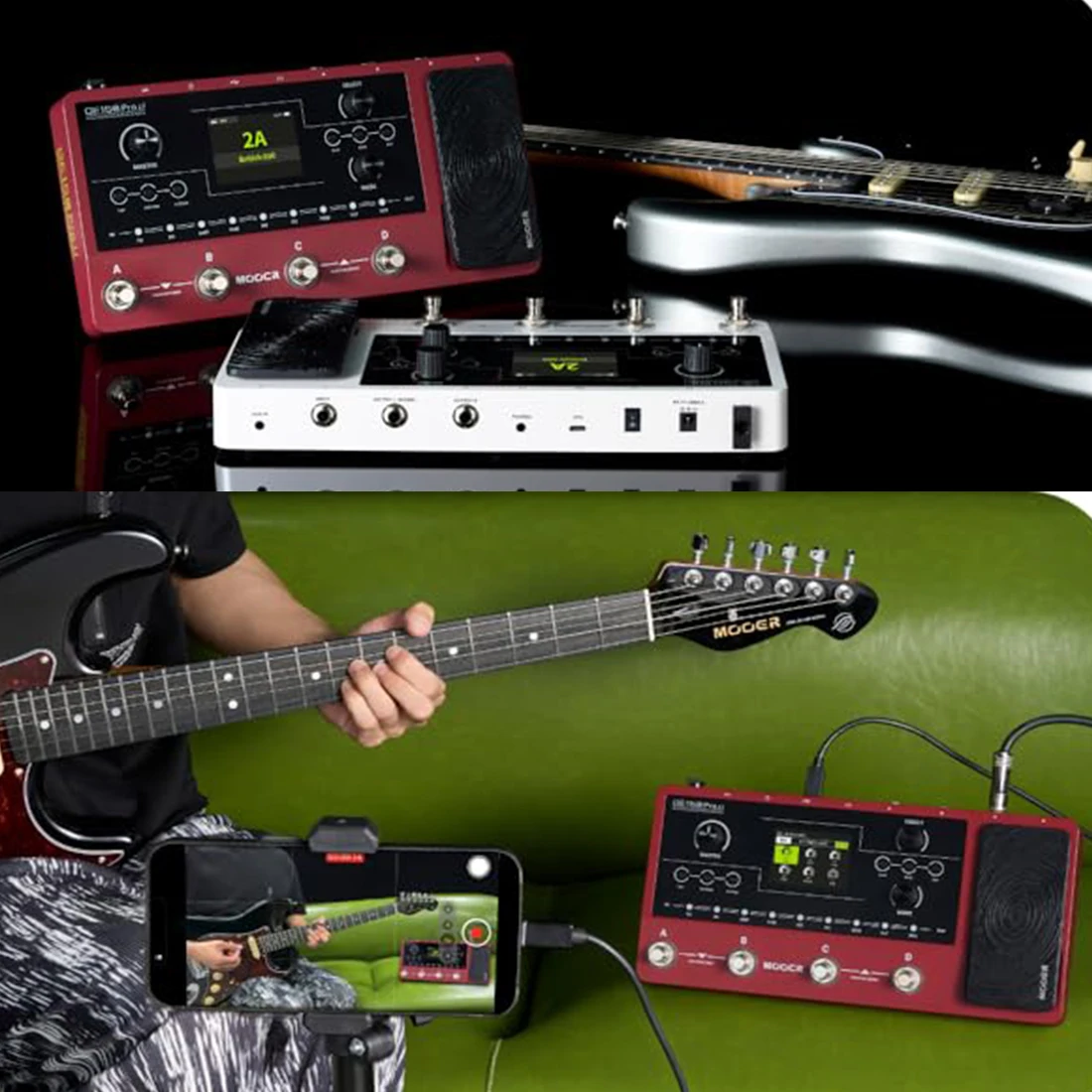 Guitar Effect Pedal MOOER GE150 Pro/Pro Li New Amp Modelling Multi Effects Built-in 9 hrs Battery with 4 Footswitches IR Loader