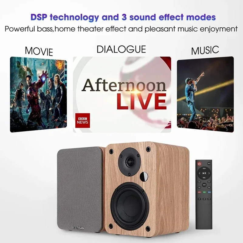 BESTISAN SR04 Active Bluetooth Speaker 80W 2.0 HiFi Home Theater Sound System For TV PC Subwoofer RCA/coaxial/optical /USB Input