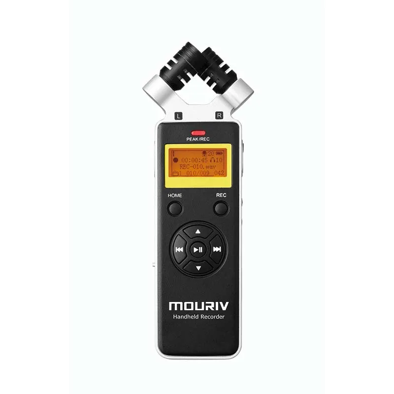 

MOURIV MV-Q2 ручной диктофон, стерео X/Y Mic, карта 8 ГБ, питание от аккумулятора, портативный рекордер