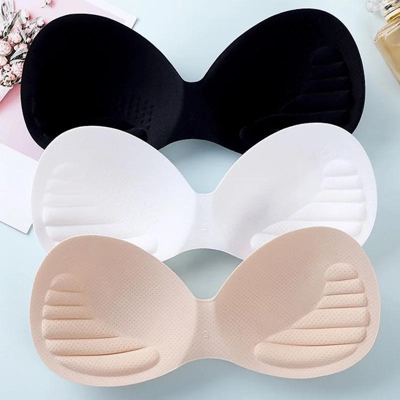 TopBine 3 paar beha-pads, zelfklevende inzetstukken, afneembare push-up-borstvergroters voor bikini, driehoekvorm, zwart en beige, 2 beige 1 zwart, B/C