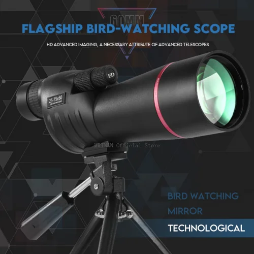 

25-75x60 HD зум монокулярный мощный телескоп водонепроницаемый большой радиус действия со штативом для наблюдения за птицами Кемпинг пейзаж телескопы