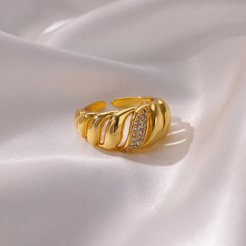 Femme Zircon Croissant Ring Gold Jewelry For Women