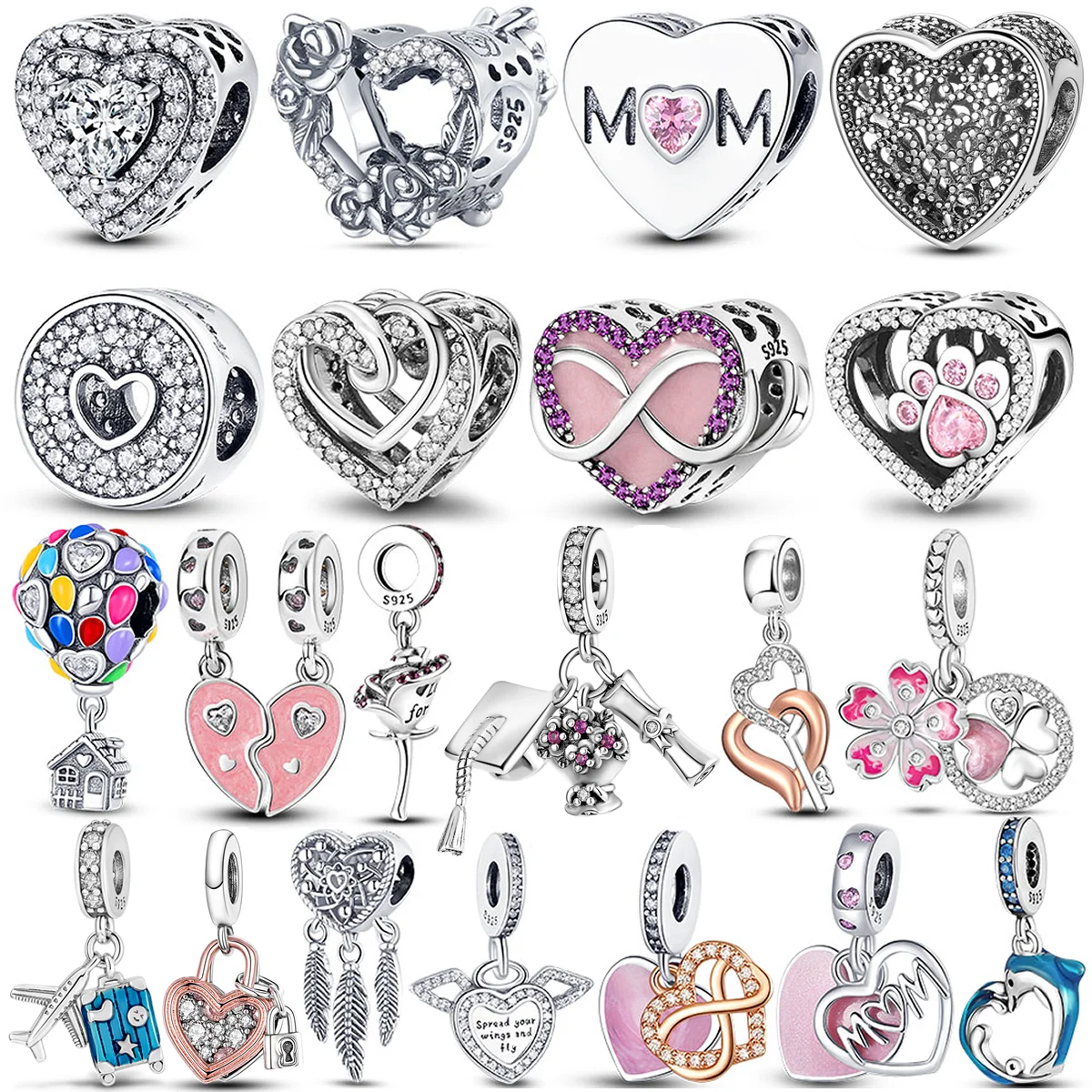 Charm jewelry sterling silver jewelry beads charms sterling silver beads silver charm bead charm bead beads jewelry sterling silver beads charm loose gemstone jewelry loose beads Beads Jewelry 925 Sterling Silver Infinity Love Mum Heart to Heart Dangle Charm Fit Original Pandora Bracelet Silver 925 Jewelry