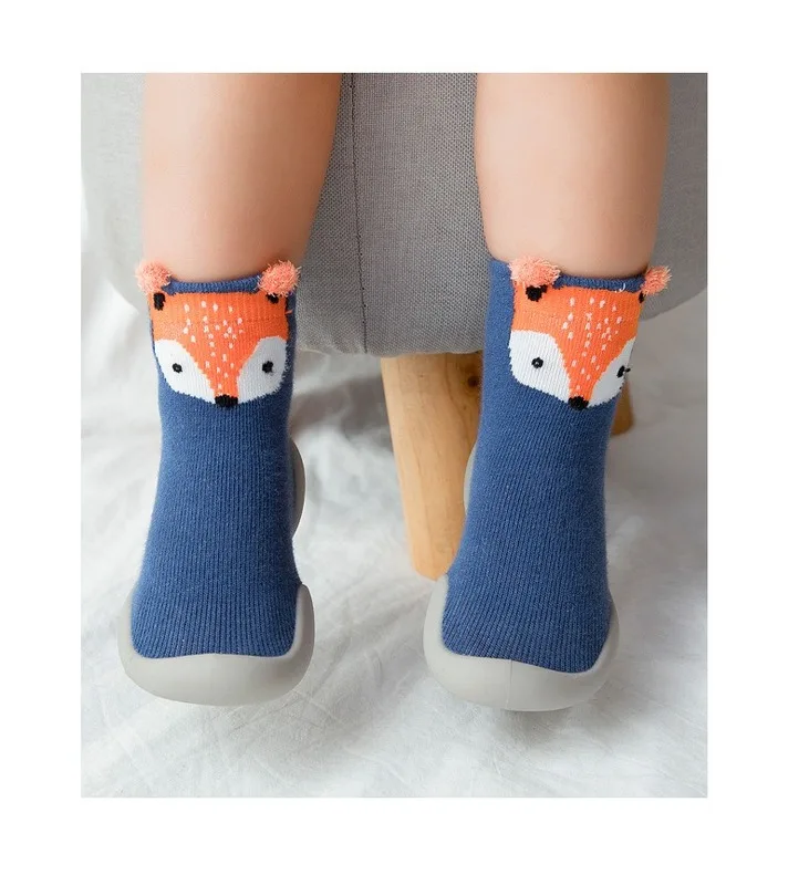 Spring Baby Toddler Shoes Non-slip Fox Tiger Thickening Sock Floor Foot Socks Animal Style Tz05