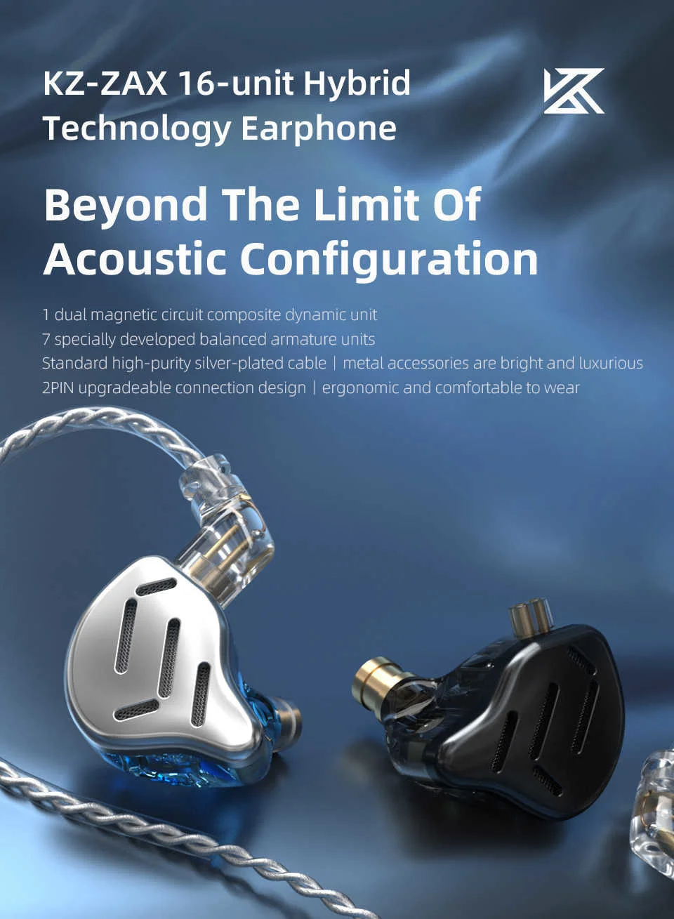 Kz Zax 16 Drivers Units 7ba+1dd Hybrid 