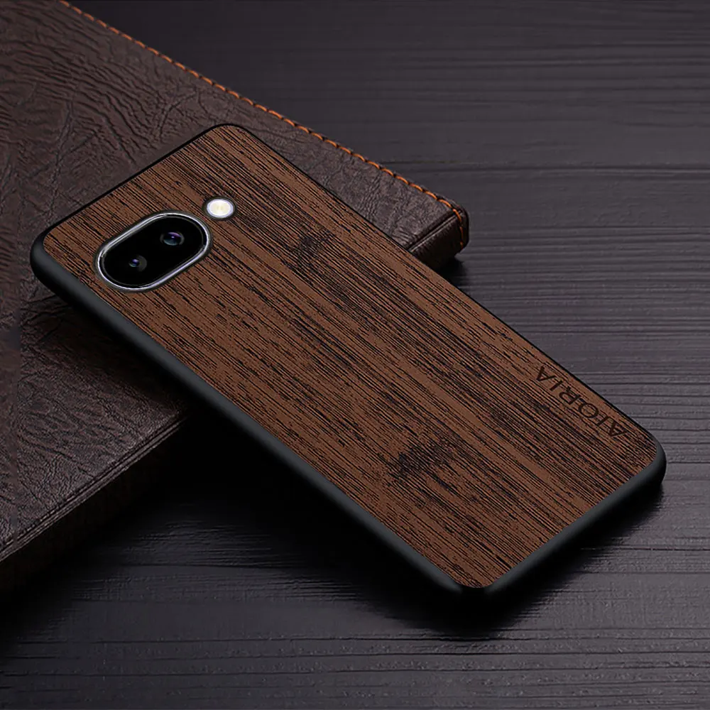 Wood Grain PU Leather Phone Cover for Google Pixel - Premium Case