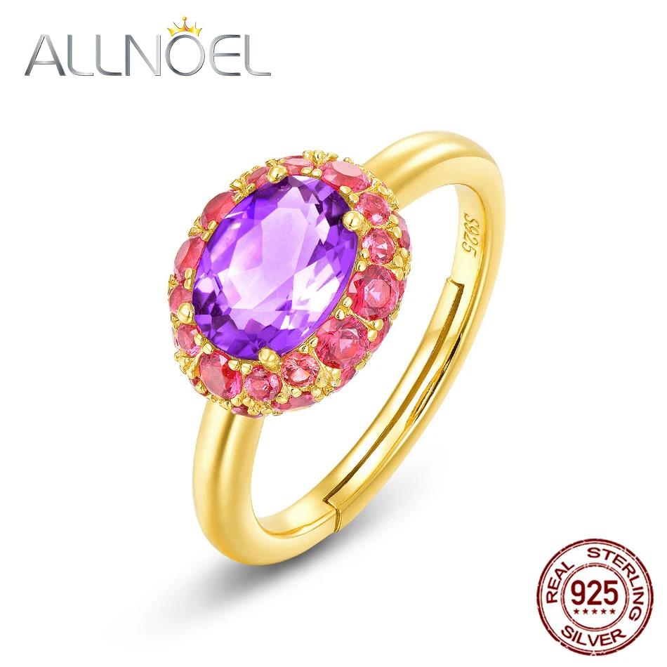 ALLNOEL Твердые 925 пробы серебряные Регулируемые кольца для женщин синтетические