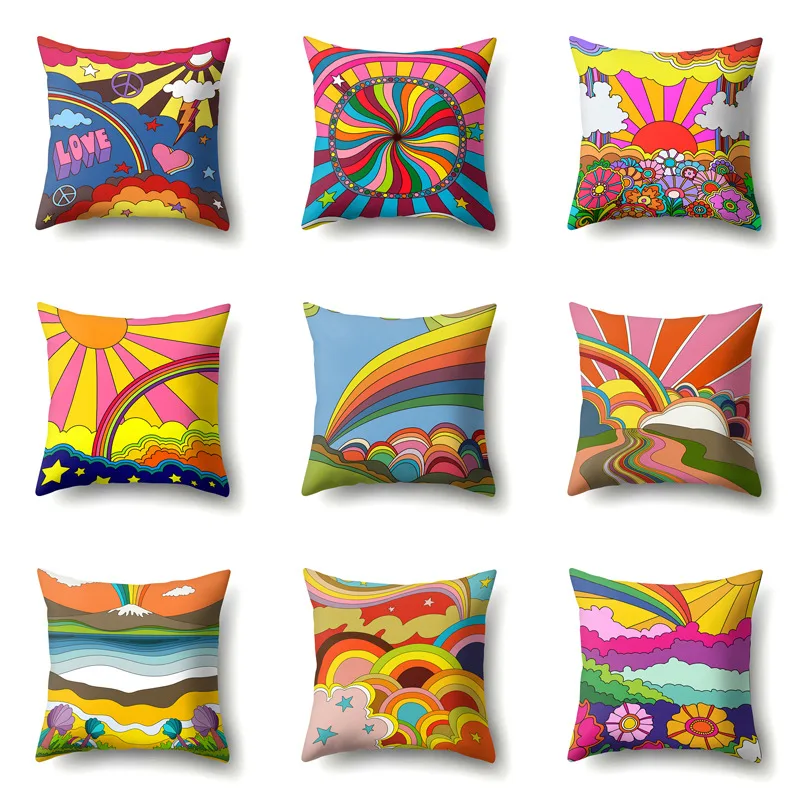 Sun Rainbow Federa Cuscino Lombare Per Auto Cuscino Divano Toon Pattern Può Essere Personalizzato