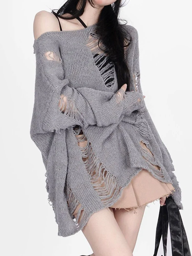 Niche Street Loose Irregular Hole Double Layer Sweat main image 0