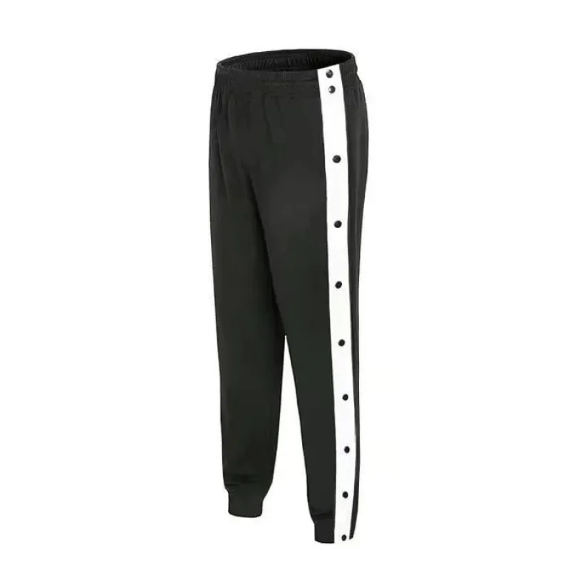 Men's Basketball Style Training Sports Pants Side Button Loose Fit High Street Fashion Side Zipper Cargo Trousers